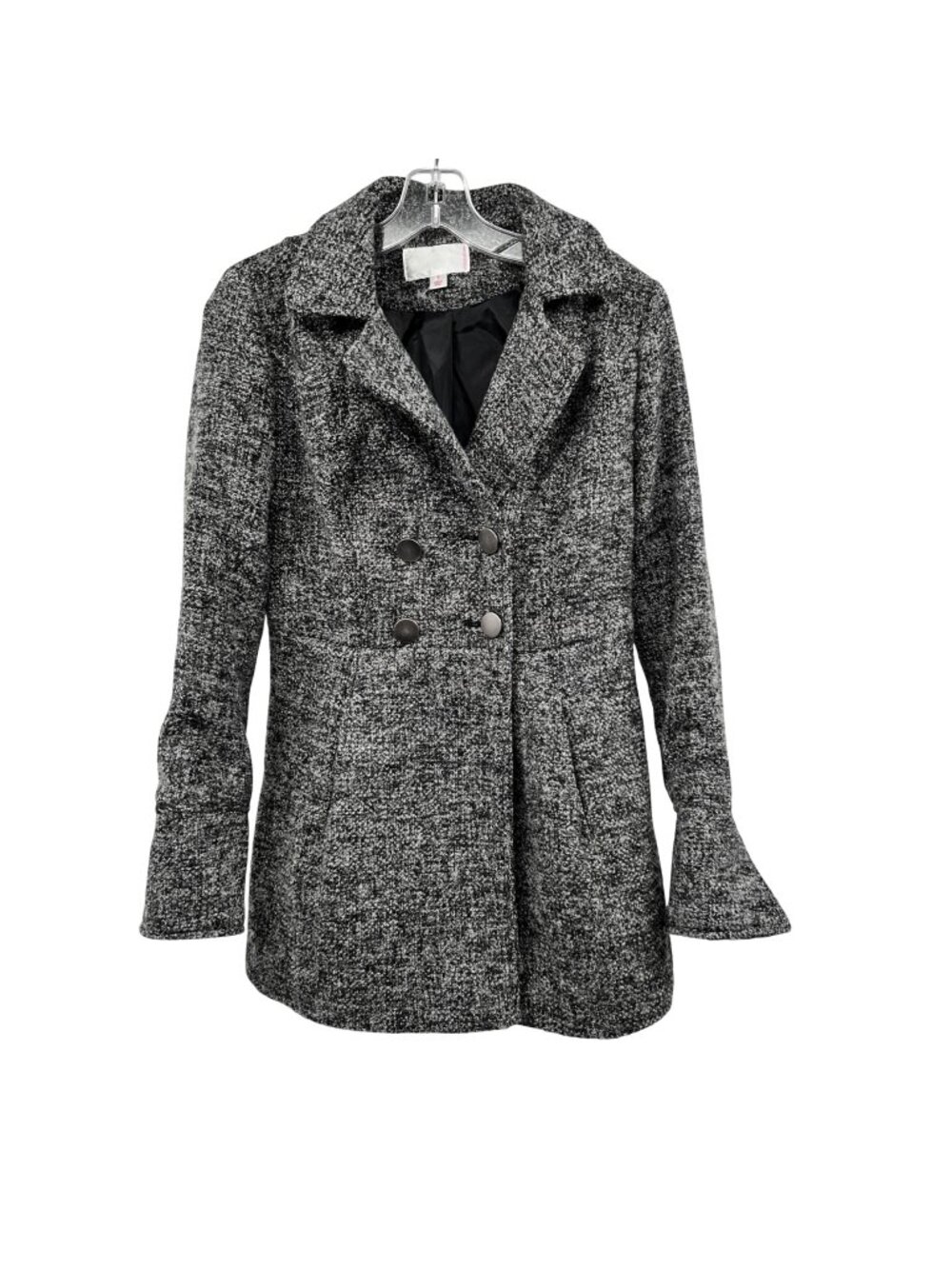 Xhilaration Womens Pea Coat Double Breasted Gray/Black Size Small Pockets